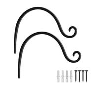Bamworld Hanging Basket Bracket 2 Pack 20 cm Hanging Plant Holder with Ceiling Hooks Indoor Outdoor Plant Hangers for Bird Feeders Wind Chimes Plant Baskets Black