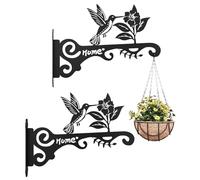 Bamworld Hanging Basket Bracket 2 Pack Decorative Hummingbird Design Wall Brackets for Hanging Baskets Garden Hooks for Plant Hangers