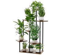 Bamworld Large Plant Stand Indoor, 9 Tier Tall Metal Plant Shelf for Multiple Plants, Tiered Flower Stand for Patio Garden Balcony Living Room Bedroom(Brown)