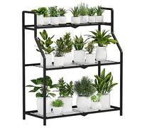 Bamworld Metal Plant Stand Indoor Outdoor, 3 Tier Plant Shelf for Multiple Plants, Large Heavy Duty Flower Pot Stands for Patio Garden Balcony Living Room Bedroom