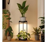 Bamworld Plant Stand Indoor 2 Tier Metal Plant Stand with Grow Lights for Multiple Plants Iron Plant Round Supports Rack for Garden Patio Living Room Corner Balcony