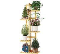 Bamworld Plant Stand Indoor 5 Tier Bamboo Corner Plant Shelf for Multiple Plants Small Tiered Flower Stand for Window Garden Balcony Home Decor Living Room Bedroom