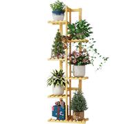 Bamworld Plant Stand Indoor, 6 Tier Bamboo Tall Plant Shelf for Multiple Plants, Corner Tiered Flower Stand for Window Garden Balcony Home Decor Living Room Bedroom