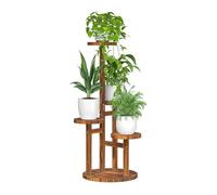 Bamworld Plant Stand Indoor Corner Wood Plant Shelf for Multiple Plants Small Tiered Round Flower Stand for Patio Garden Balcony Living Room Bedroom (4 Tier )