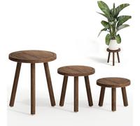 Bamworld Plant Stands Indoor 3 Pack Single Plant Stand for Multiple Plants Corner Plant Stool Wooden Plant Stands for Patio Garden Balcony Living Room Bedroom(Brown)