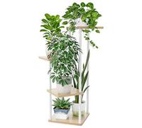 Bamworld Small Plant Stand Indoor, 4 Tier Metal Plant Shelf for Multiple Plants, Corner Flower Stand for Patio Garden Balcony Living Room Bedroom(White)