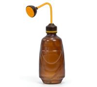 Bamworld Small Watering Can, 450ml Indoor Plant Watering Can with Long Spout, Plastic Watering Bottle for Seedlings and Succulents, Brown/Green