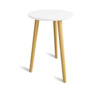 Bamworld Tall Plant Stand Indoor Round Plant Shelf Wood Plant Table for Flower Pots Heavy Duty Mid Century Plant Holder Modern Home Decor Small Round Side End Table White