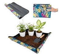 Bamworld Waterproof Potting Mat 75x75 cm, Indoor Plant Repotting Mat for Dirt Control, Succulent Gardening Transplant Mat with Soil Containment