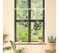 Bamworld Window Plant Hanger Indoor Adjustable Hanging Planters for Indoor Plants Spring Tension Rods 27''-51'' No Drilling Expandable Hanging Plant Holder for Hanging Basket for Balcony Decor (White)