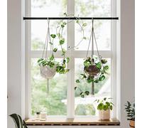 Bamworld Window Plant Hanger Indoor Adjustable Hanging Planters for Indoor Plants Spring Tension Rods 27''-51'' No Drilling Expandable Hanging Plant Holder for Hanging Basket for Balcony Decor(Black)