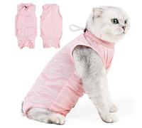 BAMY Cooling Cat Recovery Suit Adjustable Kitty Sterilization Costume Summer Pet Surgery Wear Weaning Clothes Anti-Licking (Pink, L)