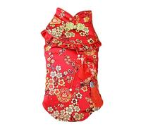 BAMY New Year Dog Cheongsam Fortune Bag Cat Tang Suit Chinese Traditional Pet Outfit Qipao for Cats Small Medium Dogs (XS (Chest Circumference 14.5"), Red)