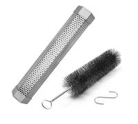 Bamyli 12'' Stainless Steel BBQ Smoke Tube for Pellet Grill, Pellet Smoker Tube with Brush and Hook for Barbecue Accessories Outside Picnic, Hot/Cold Smoking