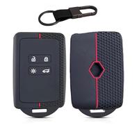 Bamyli 1Pcs Car Key Case for Renault Clio Megane Koleos Kadjar Kangoo Twingo Talisman Captur Espace Dacia Duster Key Fob Cover TPU Silicone for Renault Clio - 4 Bottons(Red-line)