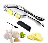 Bamyli 2 in 1 Garlic Press Crusher,Garlic Slicer,Stainless Steel Garlic Press Garlic Crusher with Ergonomic Non-Slip Handle for Fresh Garlic Ginger Nut
