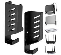 Bamyli 2 Pcs Universal Wall Mount for Routers/TV Box/Laptop/Network Switches/Modems,WIFI Router Stand Shelf Router Shelf Wall Mounted for Most Routers (Black)