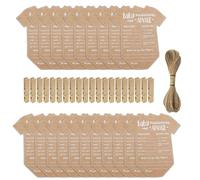 Bamyli 20 Pcs Baby Shower Prediction Cards,Vellum Baby Shower Advice Card,Baby Gender Reveal Gifts Cards with 20 Wood Clamps and 10m Twine for Baby Shower Games Party Decorations
