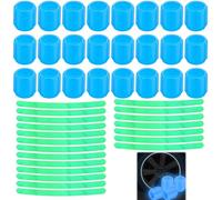 Bamyli 24Pcs Luminous Tyre Valve Caps With Fluorescent Stickers, Blue | ABS Dust Caps for Car Tyres, Glow in the Dark Wheel Trim Kit for Cars, SUVs, Trucks, Motorcycles, Bikes And E-Bikes