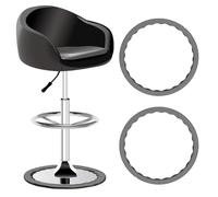 Bamyli 2Pcs Bar Stools Leg Protectors Ring for 16.5" to 18.5" Round Base, Anti-Slip Silicone Chair Leg Floor Protector No Noise No Scratches Barstool Chair Footrest Bottom Pads, Stretchable (Gray)