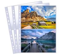 Bamyli 30 Pack 60 Pockets A4 Photo Sleeves,Postcard Sleeves for A4 2/3/4 Ring Binder,2 Pocket Single Sided Photo Page Protector, Plastic Photo Sheet Protector for Photos,Postcards(31cm*23cm)