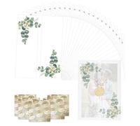 Bamyli 50 Pcs Pre-Folded Vellum Jackets for 5x7,Vellum Paper for Wedding Invitations,Translucent Vellum Paper with 60 Sealing Stickers for Wedding Birthday Housewarming Party Gift Holiday Card(Green)
