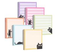 Bamyli 6 Pads Cat Sticky Notes Set,Funny Post It Notes, 3" x 3" Cute Notepad for Office Teacher Students School, Daily Planner & Fridge Memo Pad (480 Sheets)