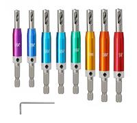 Bamyli 9 Pcs Hinge Drill Bit Set,Self Centring Drill Bit,Hinge Drill Bit Guide Set Puncher Hole Drilling Tool for Change Woodworking Door Cabinet Window,5/64”, 7/64”,9/64”,11/64”,13/64'',5mm,1/4''