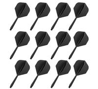 Bamyli Pack of 12 Dart Flights with Shaft Fusion Flights 2BA Plastic Darts Shafts 75 mm Stable Integrated Flight Shaft for Soft and Steel Darts (Black)
