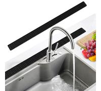 Bamyli Silicone Sink Splash Guard Mat 80 x 5.5 cm, Black Narrow Kitchen Faucet Draining Mat Around Tap, Extended Sink Protector Drainer Tray for Worktop, Bathroom, Utility Room and Bar