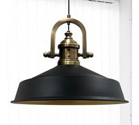 bamyum Asletl Hanging Lamp Industrial Pendant Light, 40 cm Black Metal Shade, Modern Kitchen Island Light, E27 Pendant Lamp for Living Room and Dining Room