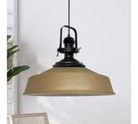 bamyum Asletl Hanging Lamp Industrial Pendant Light, 40 cm Lamp Shades, Modern Metal Kitchen Island Lights, E27 Pendant Lamp for Living Room and Dining Room, Beige Pendant Light