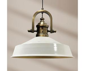 bamyum Asletl Hanging Lamp Industrial Pendant Light, 40 cm Lamp Shades, Modern Metal Kitchen Island Lights, E27 Pendant Lamp for Living Room and Dining Room, White Pendant Light