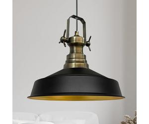 bamyum Asletl Hanging Lamp Industrial Pendant Light, 40 cm Lamp Shades, Modern Metal Kitchen Island Lights, E27 Pendant Lamp for Living Room and Dining Room, Black Pendant Light