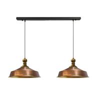 bamyum Asletl-Knob Pendant Light Vintage Metal Set of 2, Lamp Shades Ceiling, Kitchen Lights Ceiling E27, Industrial Lamp, Metal Pendant Light Fitting for Living Room and Dining Table Coloured Copper