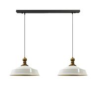bamyum Asletl-Knob Pendant Light Vintage Metal Set of 2, Lamp Shades Ceiling, Kitchen Lights Ceiling E27, Industrial Lamp Shades, Metal Pendant Light Fitting for Living Room and Dining Table White