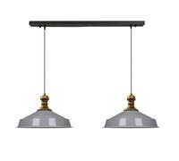 bamyum Asletl-Knob Pendant Light Vintage Metal Set of 2, Lamp Shades Ceiling, Kitchen Lights Ceiling E27, Industrial Lamp Shades, Metal Pendant Light Fitting for Living Room and Dining Table Grey