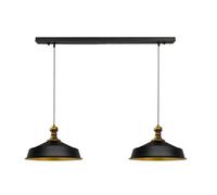 bamyum Asletl-Knob Pendant Light Vintage Metal Set of 2, Lamp Shades Ceiling, Kitchen Lights Ceiling E27, Industrial Lamp Shades, Metal Pendant Light Fitting for Living Room and Dining Table Black