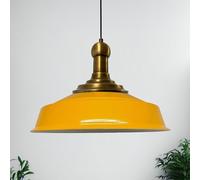 Bamyum Asletl Long-Knob 41 cm Vintage Metal Kitchen Chandelier, Dark Yellow Pendant Light for Living & Dining Room