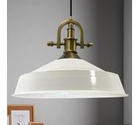 bamyum Asletl-Marine Hanging Lamp Industrial Pendant Light, 41 cm Lamp Shades, Modern Metal Kitchen Island Lights, E27 Pendant Lamp for Living Room and Dining Room, White Pendant Light