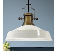 Bamyum Asletl Pendant Light Vintage Metal 40 cm, Industrial Lamp Shades - Kitchen & Living Room - White, E27 Base