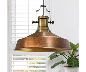 bamyum Asletl Pendant Light Vintage Metal 40 cm, Lamp Shades Ceiling, Kitchen Lights Ceiling E27, Industrial Lamp Shades Ceiling, Metal Pendant Light Fitting for Living Room, Colour of Copper
