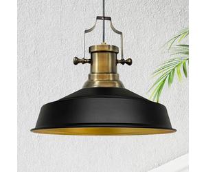 bamyum Asletl Pendant Light Vintage Metal 40 cm, Lamp Shades Ceiling, Kitchen Lights Ceiling E27, Industrial Lamp Shades Ceiling, Metal Pendant Light Fitting for Living Room, Black