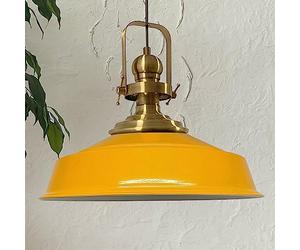 bamyum Asletl Pendant Light Vintage Metal 41 cm, Lamp Shades Ceiling, Kitchen Lights Ceiling E27, Industrial Lamp Shades Ceiling, Metal Pendant Light Fitting for Living Room and Dining Table, Yellow
