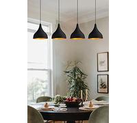 Bamyum Dining lamp 4 Flame Metal Hanging Table Ø26cm Black Ceiling lamp Hanging Round Living Room Pendant