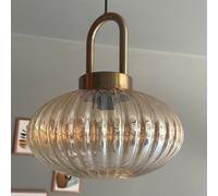 bamyum Elegant Hanging Lamp Glass, Pendant Light 30 cm, Modern Metal Kitchen Island Lights, E27 Glass Lamp Shades, Hanging Light for Living Room and Dining Room