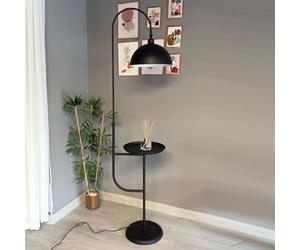 bamyum Gorkiede Floor Lamp Metal, Modern, for Bedroom, Living Room, Children's Room with E27 Socket, 30 cm Wide, Adjustable Lampshade, Black