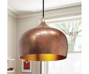bamyum Hanging Circle Lamp for Living Room, Kitchen, Dining Table, Children's Room, Restaurant, Café, Hotel - Ø30 Cm Metal E27 Vintage Pendant Light in Copper and Gold