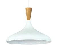 bamyum Holz Champion Industrial Ceiling Pendant Light, 35 cm Lamp Shades Ceiling Light & Metal Kitchen Island Light, Industrial E27 Lights for Living Room & Dining Room, White Hanging Light Fixture