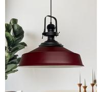 bamyum Industrial Modern Pendant Light, 40 cm x 35 cm Burgundy Metal Shade, E27 Socket, 60W Max, Kitchen, Living Room, Bedroom